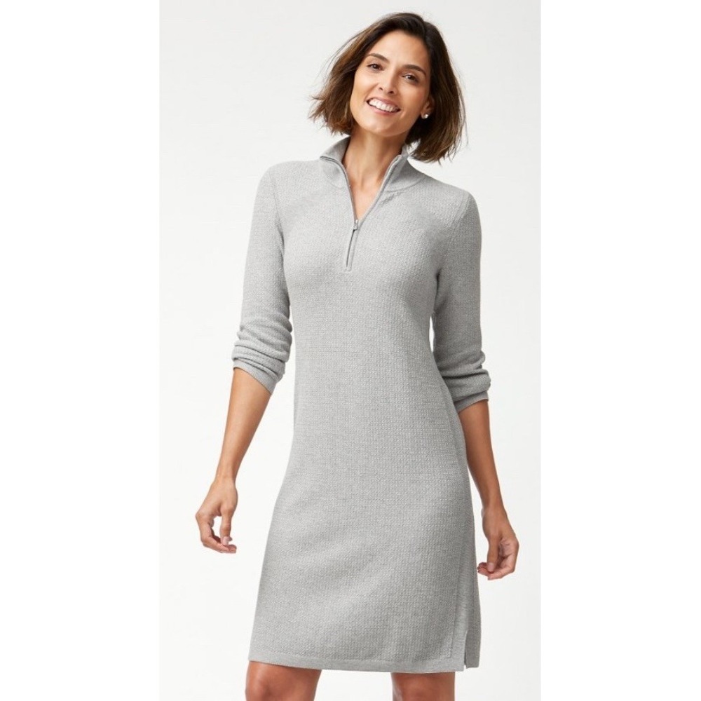 Tommy Bahama Women's M Cotton Blend 1/4 Zip Mock Neck  Casual Lounge Dress